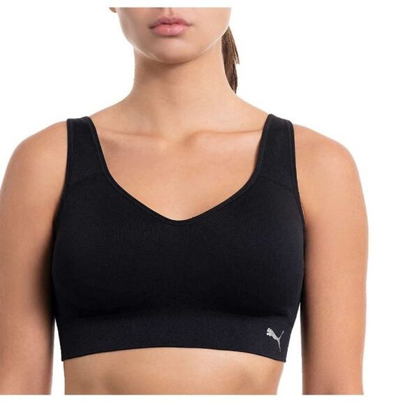 *Puma Women's Seamless Sports Bra - 2 Pack Black/Grey - No Boxes - SMALL - Picture 3 of 7